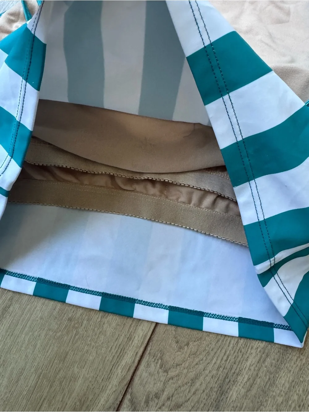 Kortni Jeane Teal and White Striped Girls' Two-Piece Swim Set